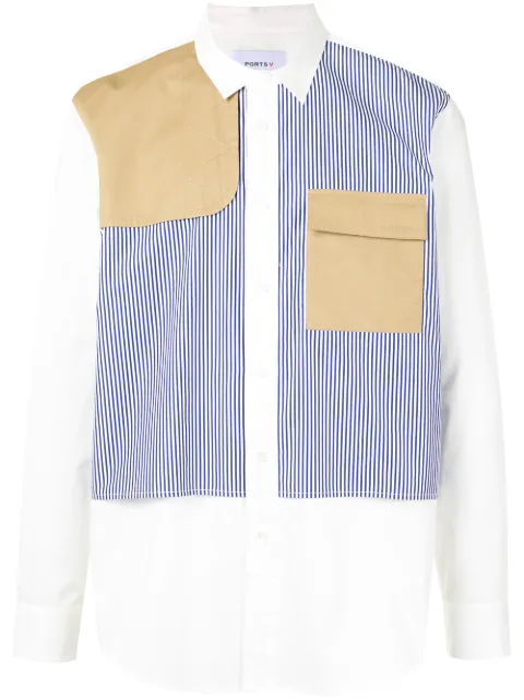 Ports V long sleeve striped panel shirt