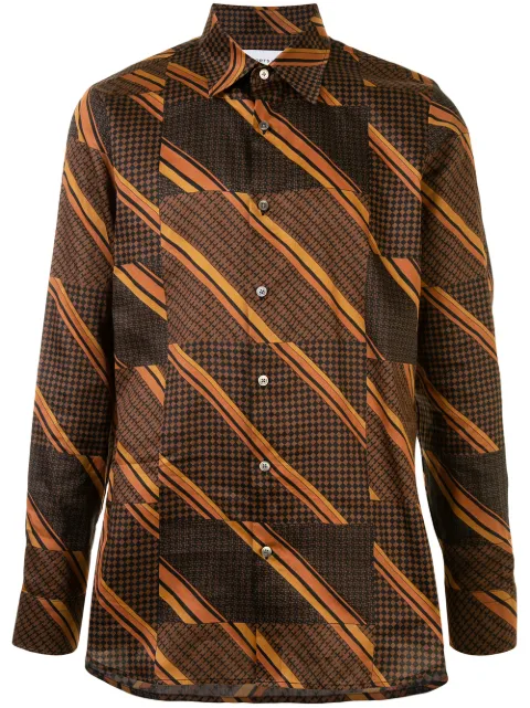Ports V mixed-print long-sleeved shirt