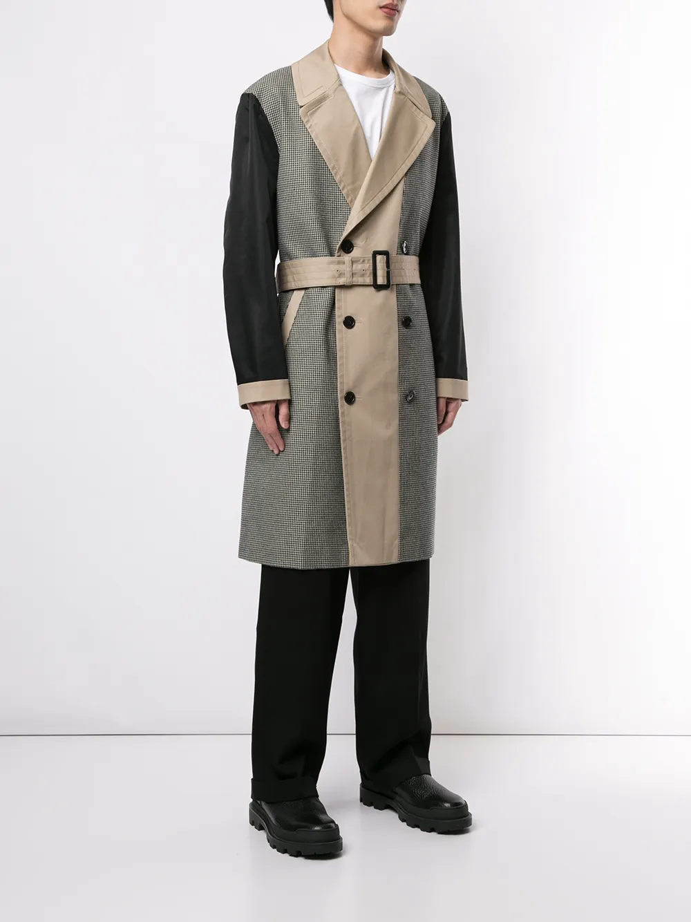 Ports V Trenchcoat met pied-de-poule print Grijs