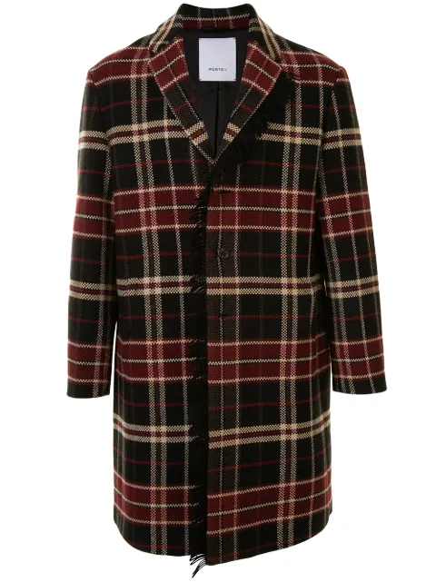 Ports V checkered single breasted coat 