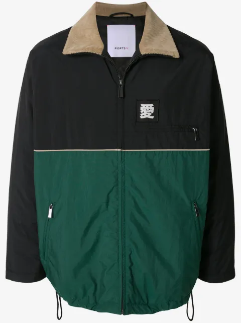 Ports V contrast panel drawstring jacket