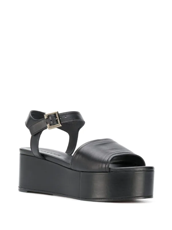 black leather flatform sandals