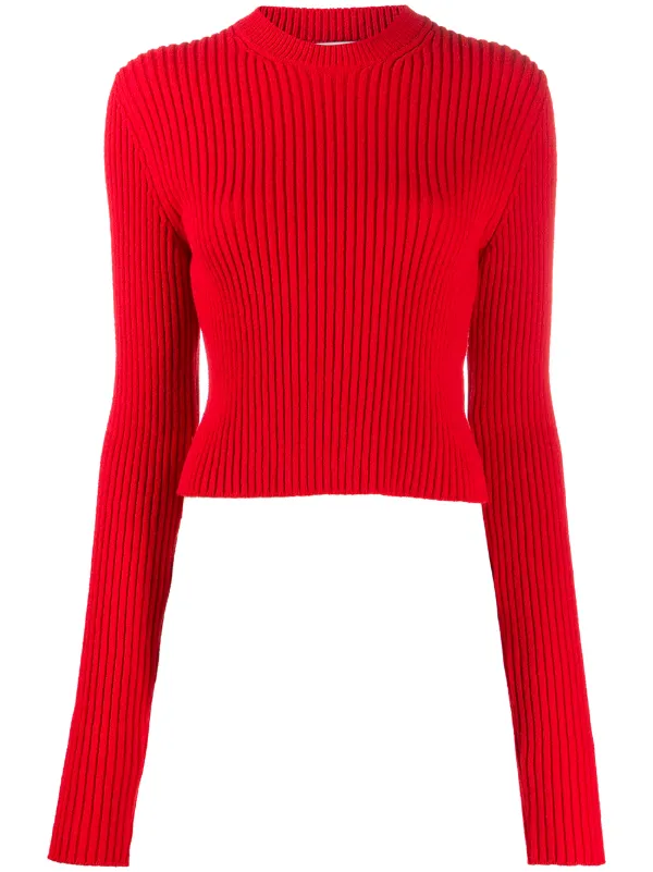 red jumper cropped