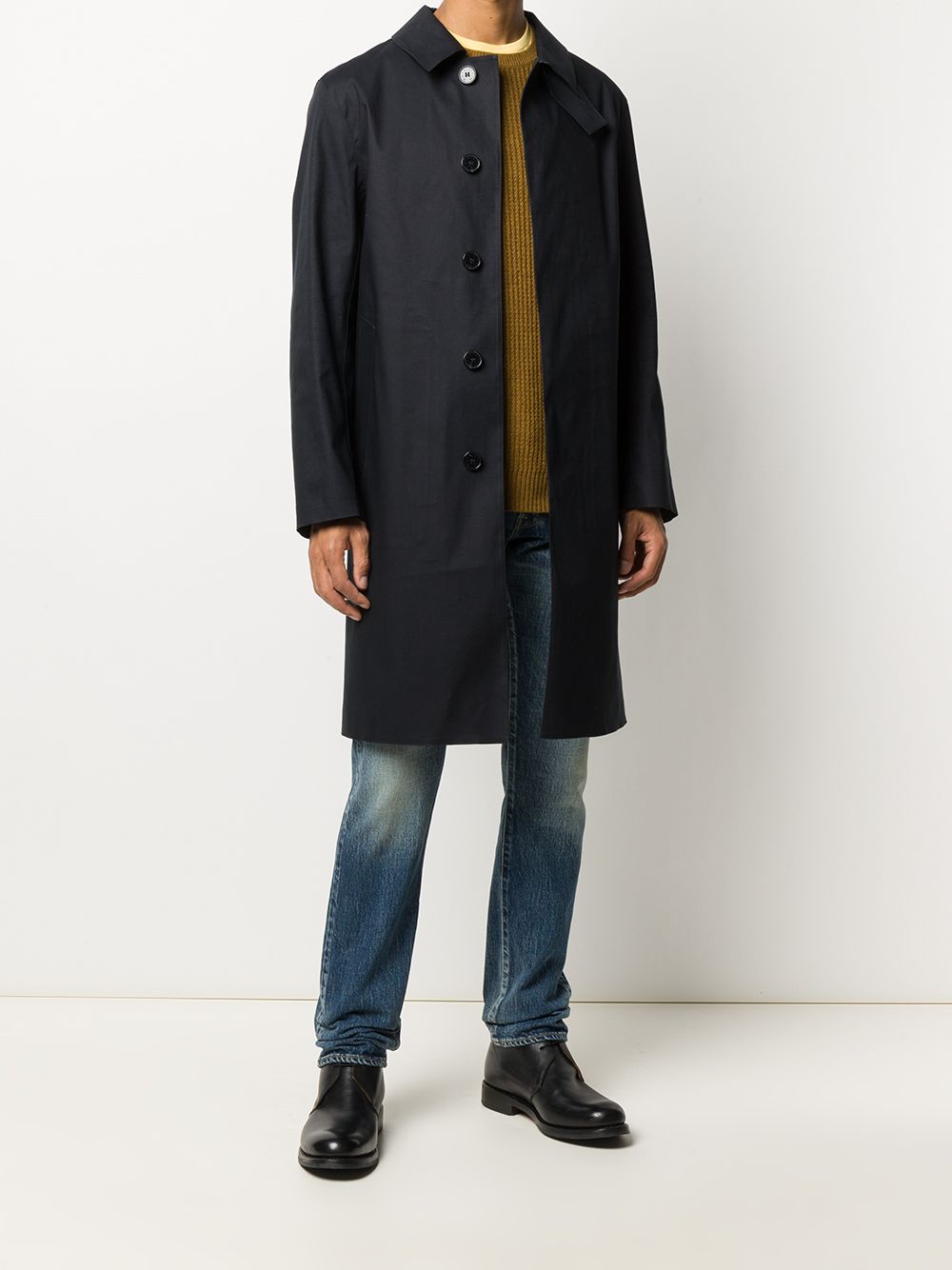 Shop Mackintosh Oxford Bonded Three-quarters Coat In Black