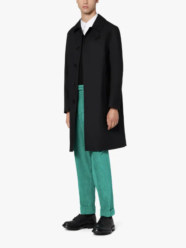 OXFORD Black Bonded Cotton 3/4 Coat | GRC-108