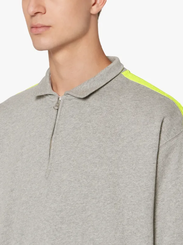 Grey x Yellow Cotton Zip Front Sweatshirt | GJF-300