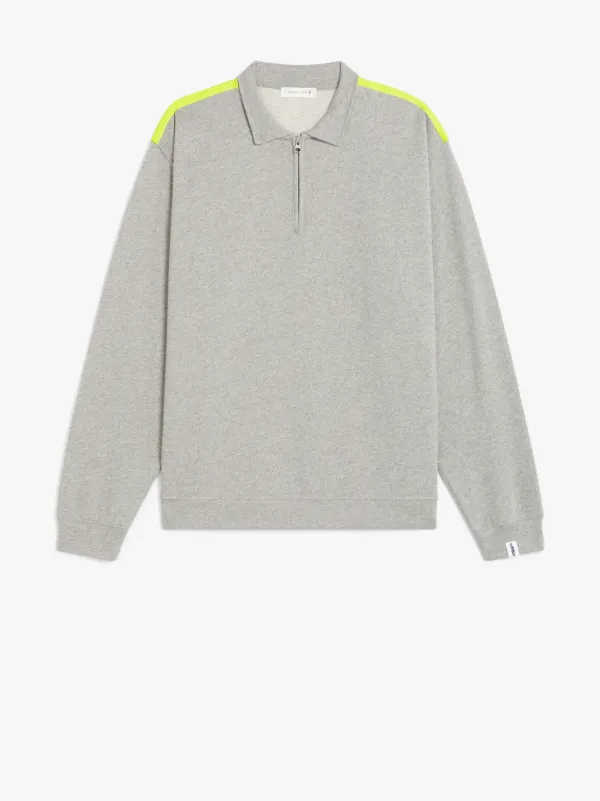 Grey x Yellow Cotton Zip Front Sweatshirt | GJF-300
