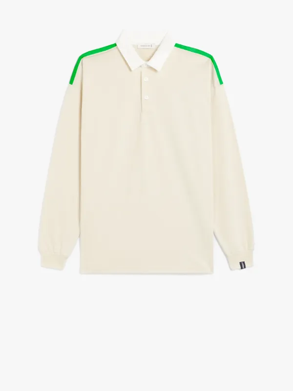 Bone White x Green Cotton Rugby Shirt | GJM-201