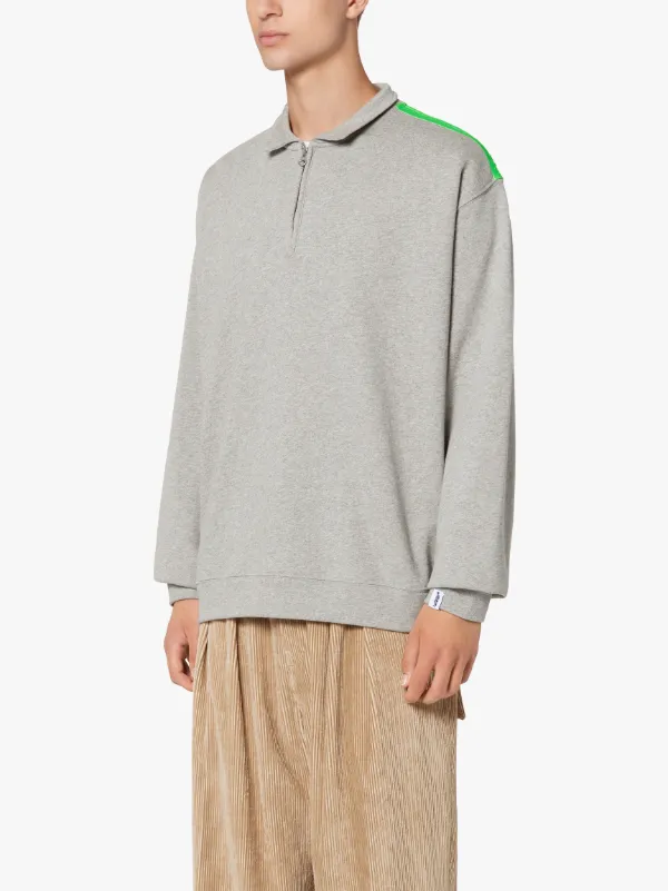 Grey x Green Cotton Zip Front Sweatshirt | GJF-300