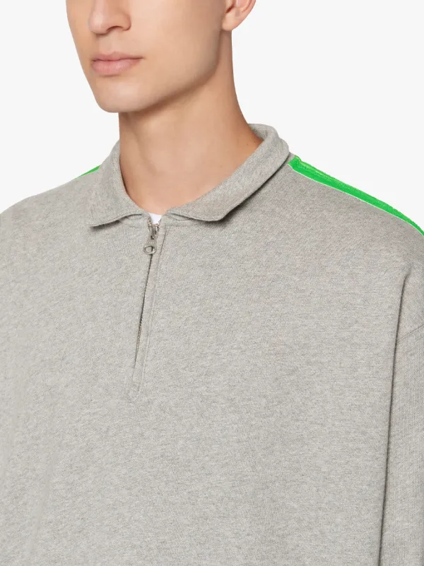Grey x Green Cotton Zip Front Sweatshirt | GJF-300