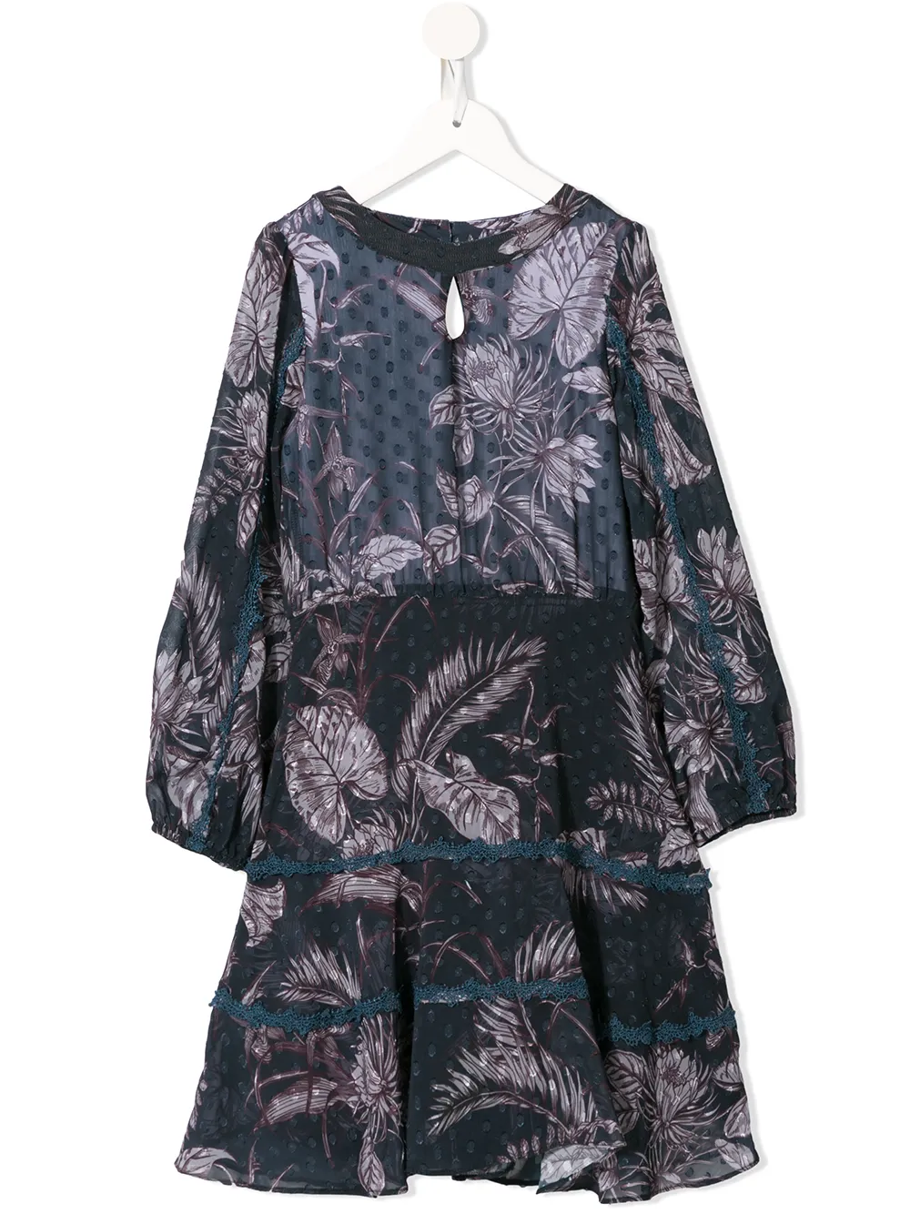 MARCHESA NOTTE MINI платье с длинным рукавами и принтом