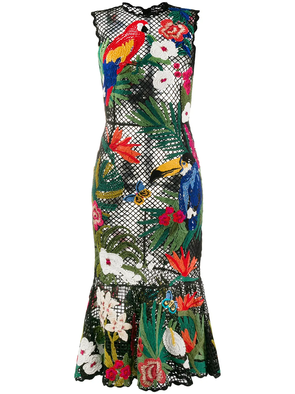 Dolce & Gabbana Vestido slim com bordado tropical | Preto | Image 1