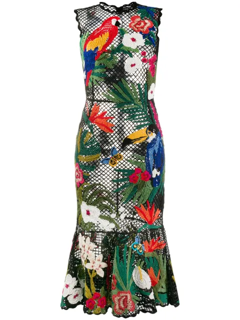 Dolce & Gabbana Vestido slim com bordado tropical