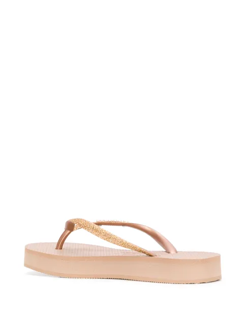 Havaianas gold glitter flatform flip flops for women | 4144764 at Farfetch.com