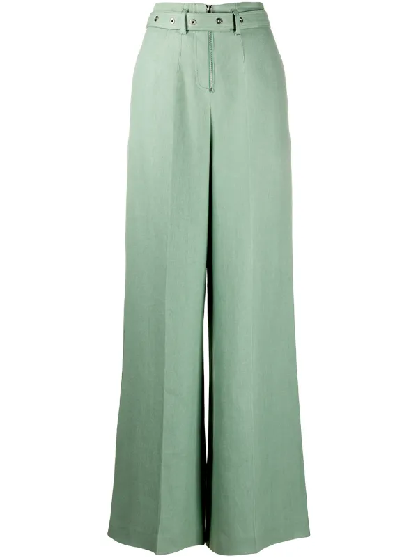 Wide leg green trousers clearance