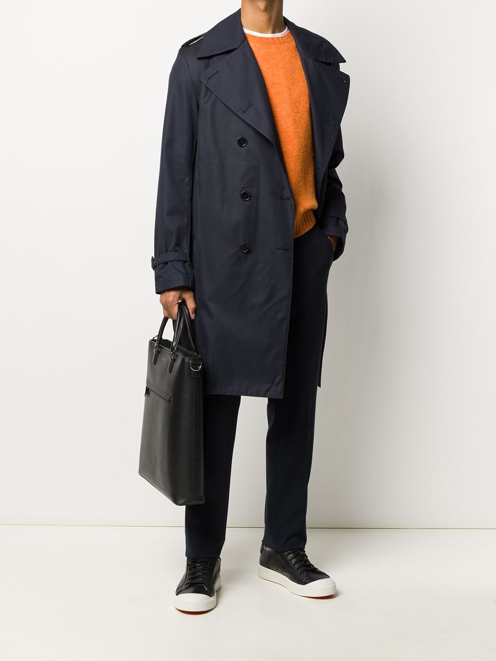 Mackintosh Trenchcoat met dubbele rij knopen - Blauw