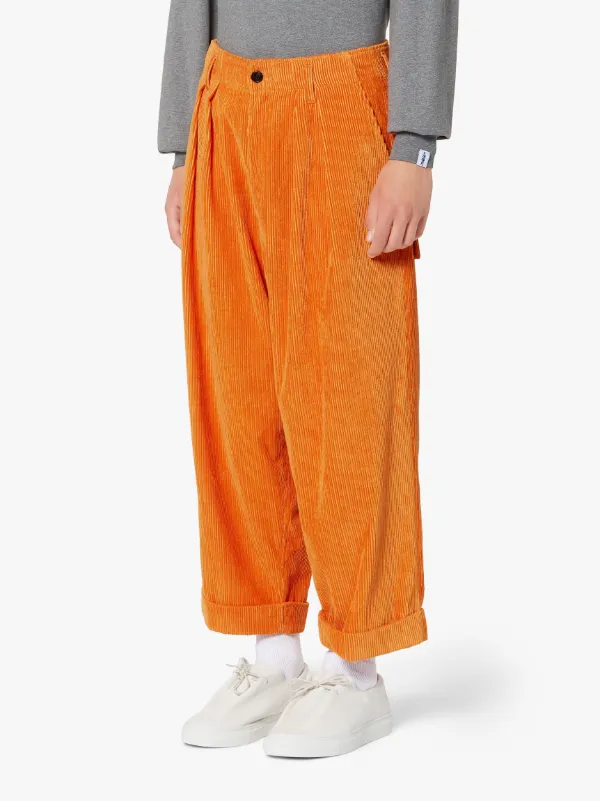 TOKYO Orange Linen & Cotton Blend Oversized Corduroy Trousers | GTF-300