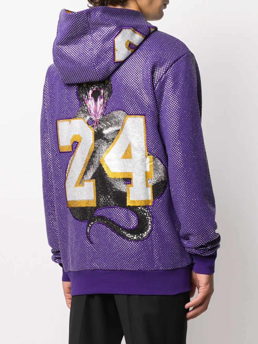 Philipp Plein Glass-embellished Bball Hoodie In Purple
