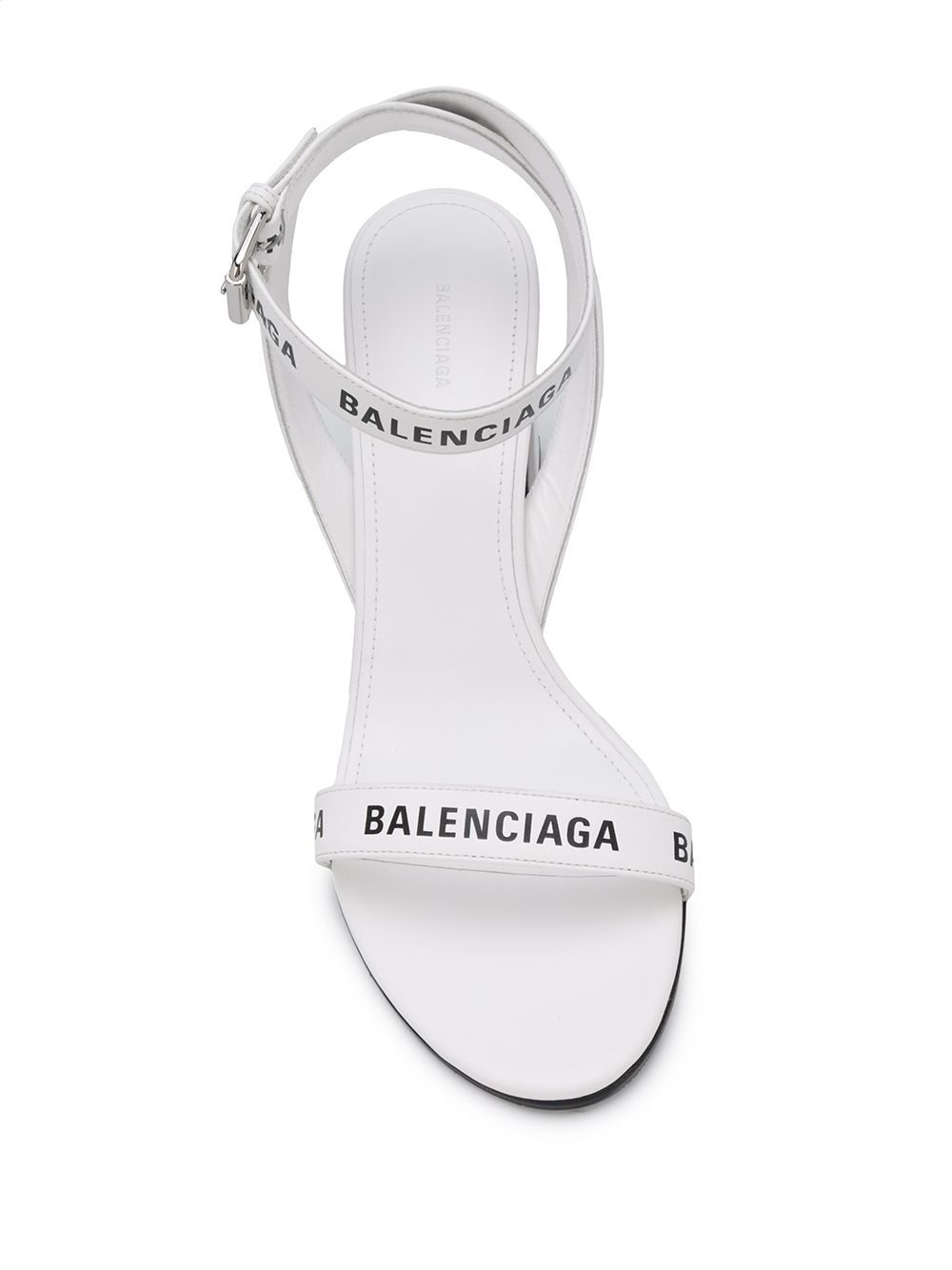 Balenciaga logo-strap block-heel sandals White