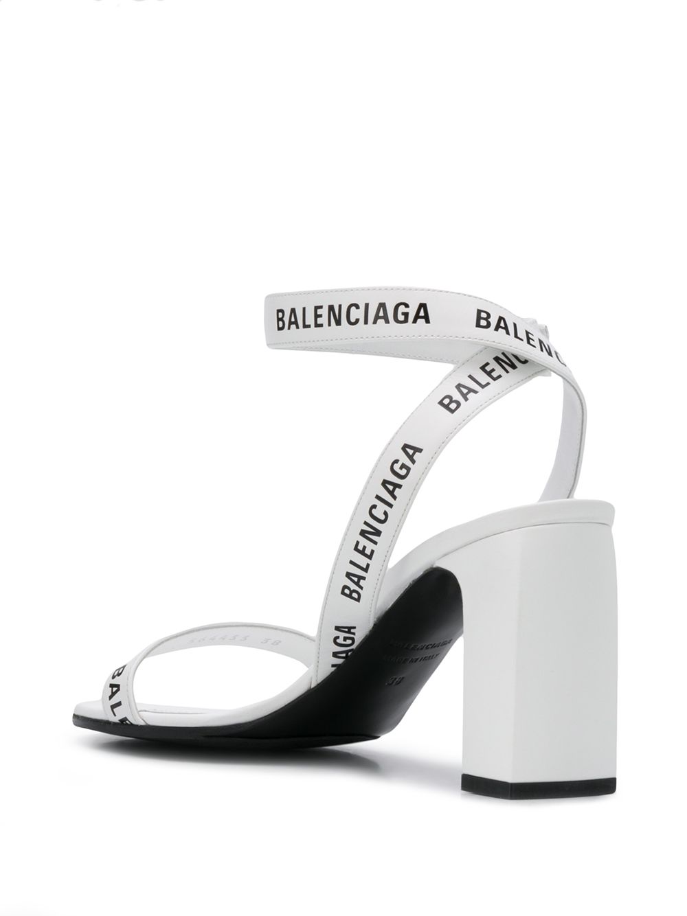 Balenciaga logo-strap block-heel sandals White