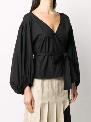 V-neck wrap front blouse展示图