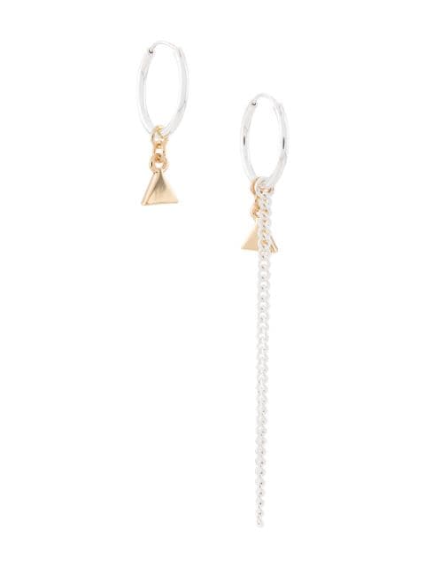 Coup De Coeur mismatched chain drop hoop earrings