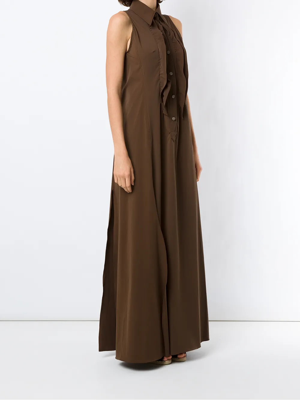 Amir Slama Maxi-jurk met ruches Bruin