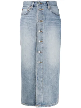 button denim skirt