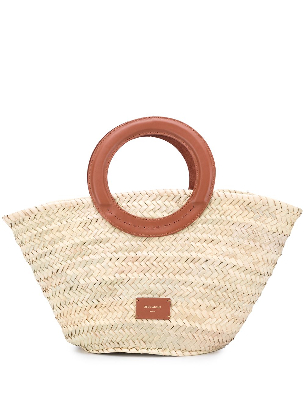 фото Zeus+dione circular handles raffia tote bag