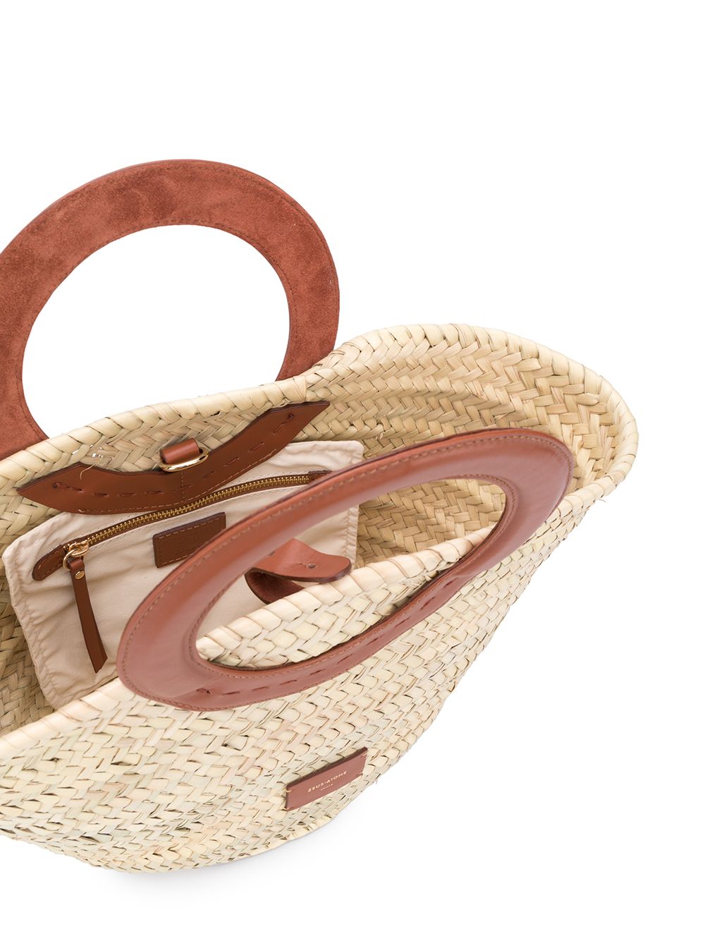 фото Zeus+dione circular handles raffia tote bag