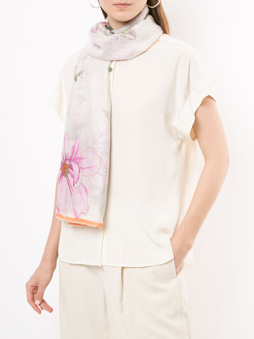 фото Shanghai tang платок с цветочным принтом