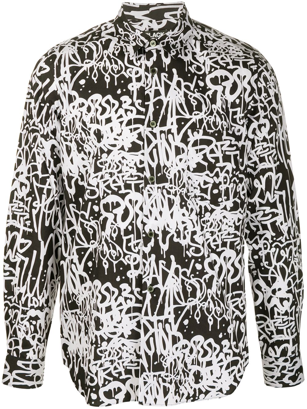 фото Black comme des garçons graffiti print classic collar shirt