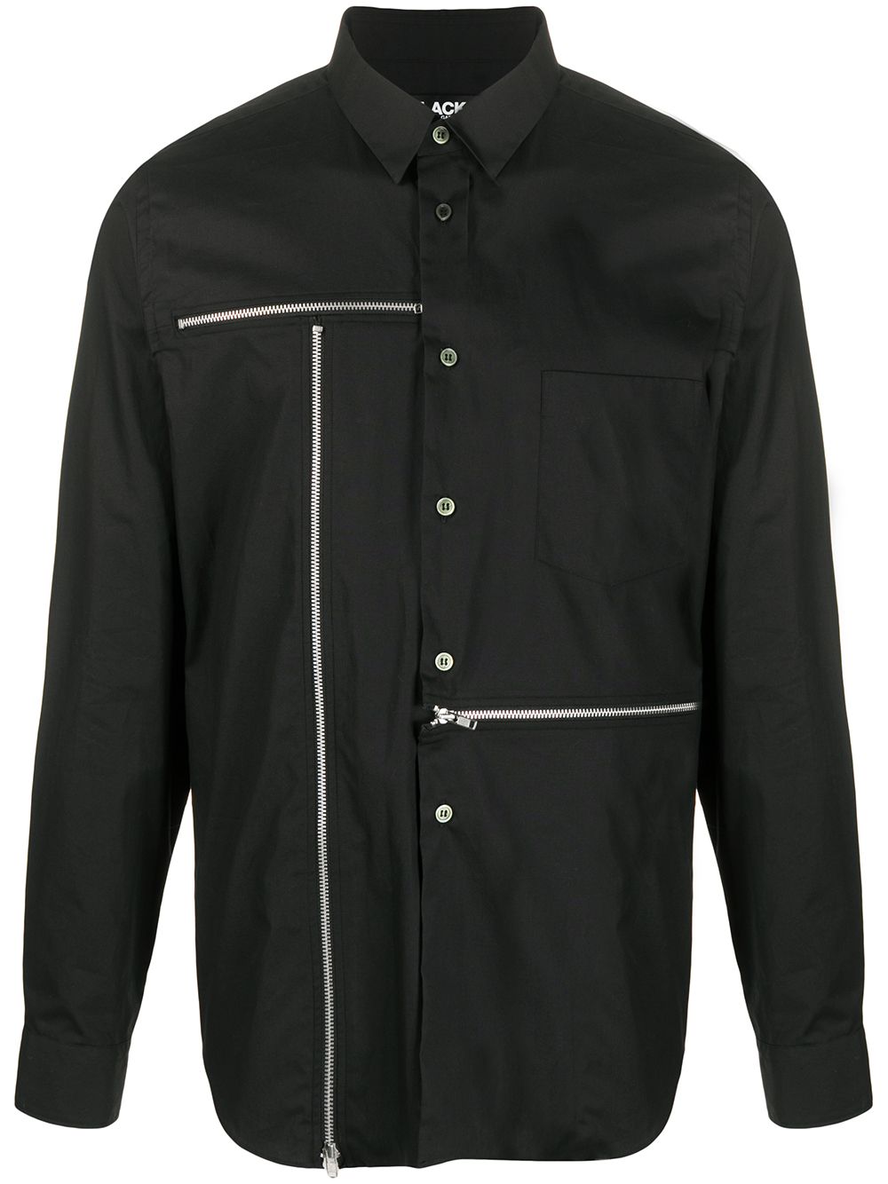 фото Black comme des garçons zipped stripe classic collar shirt