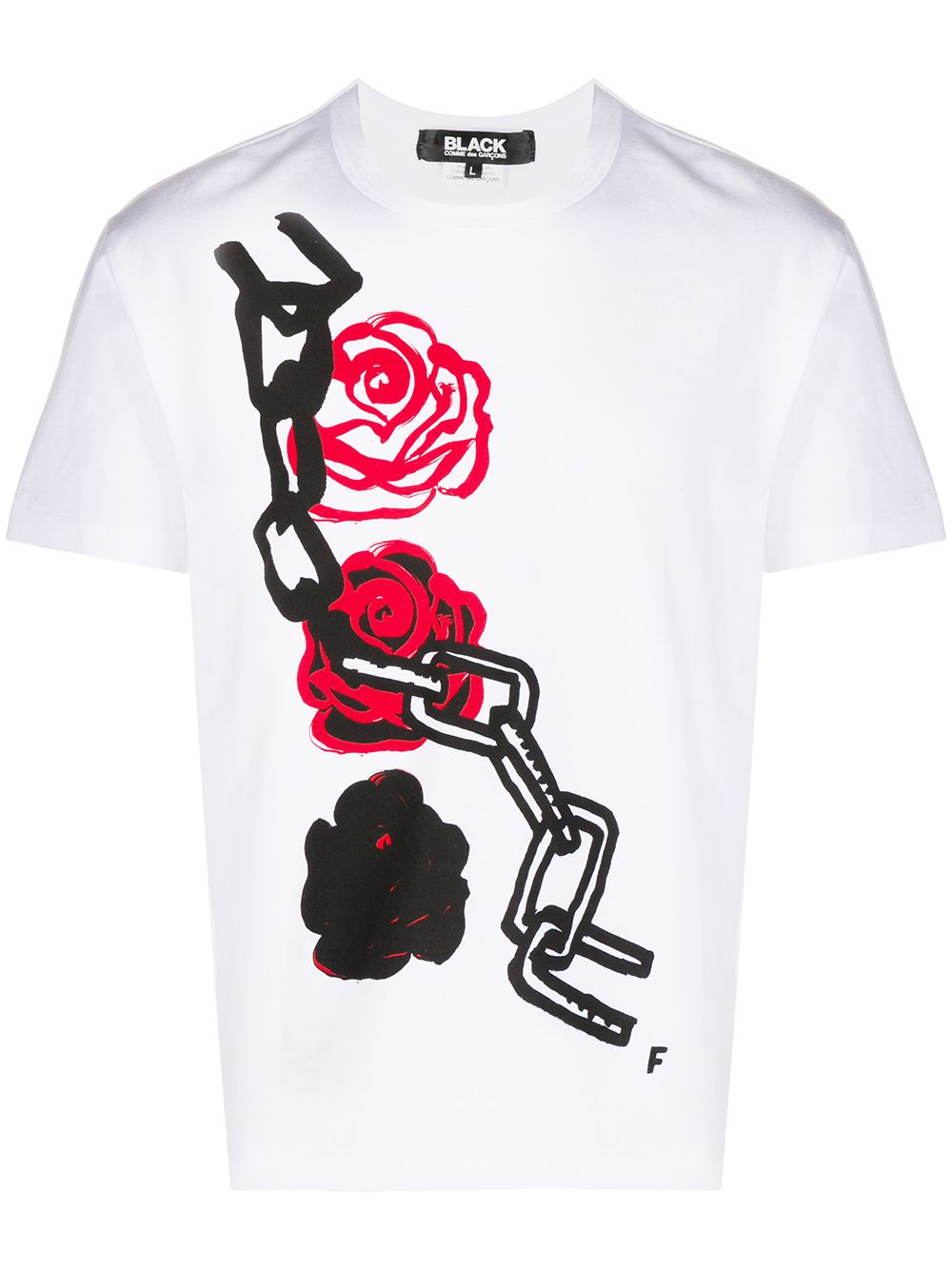 фото Black comme des garçons rose and chain print t-shirt