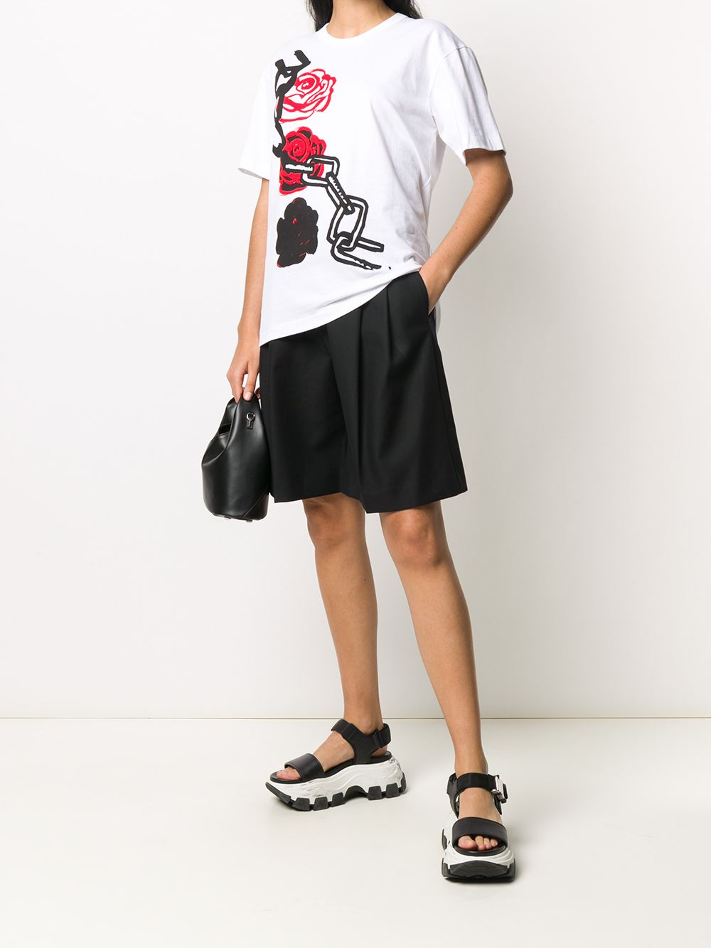 фото Black comme des garçons rose and chain print t-shirt