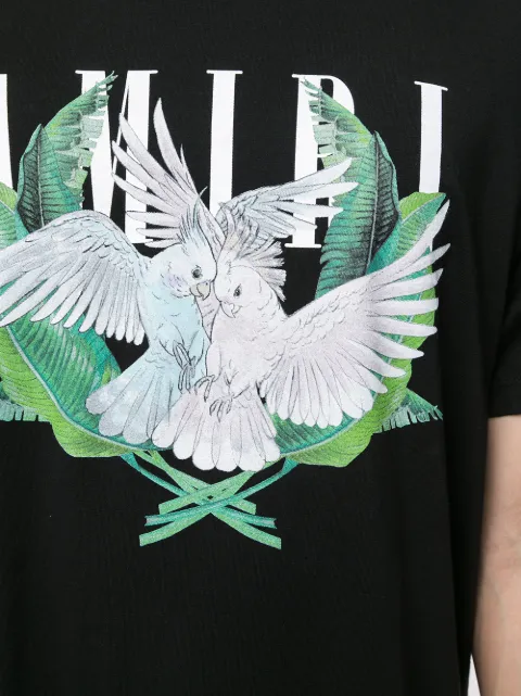 Shop black AMIRI bird couple print T 