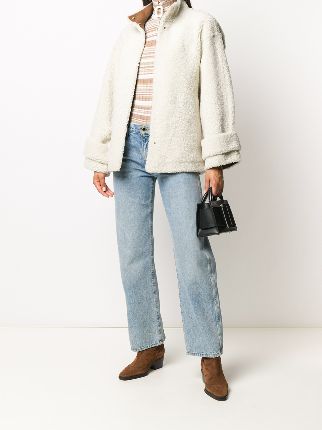 single-breasted shearling coat展示图