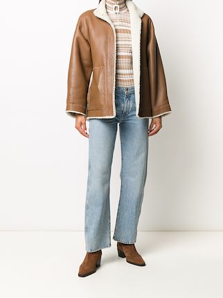 single-breasted shearling coat展示图