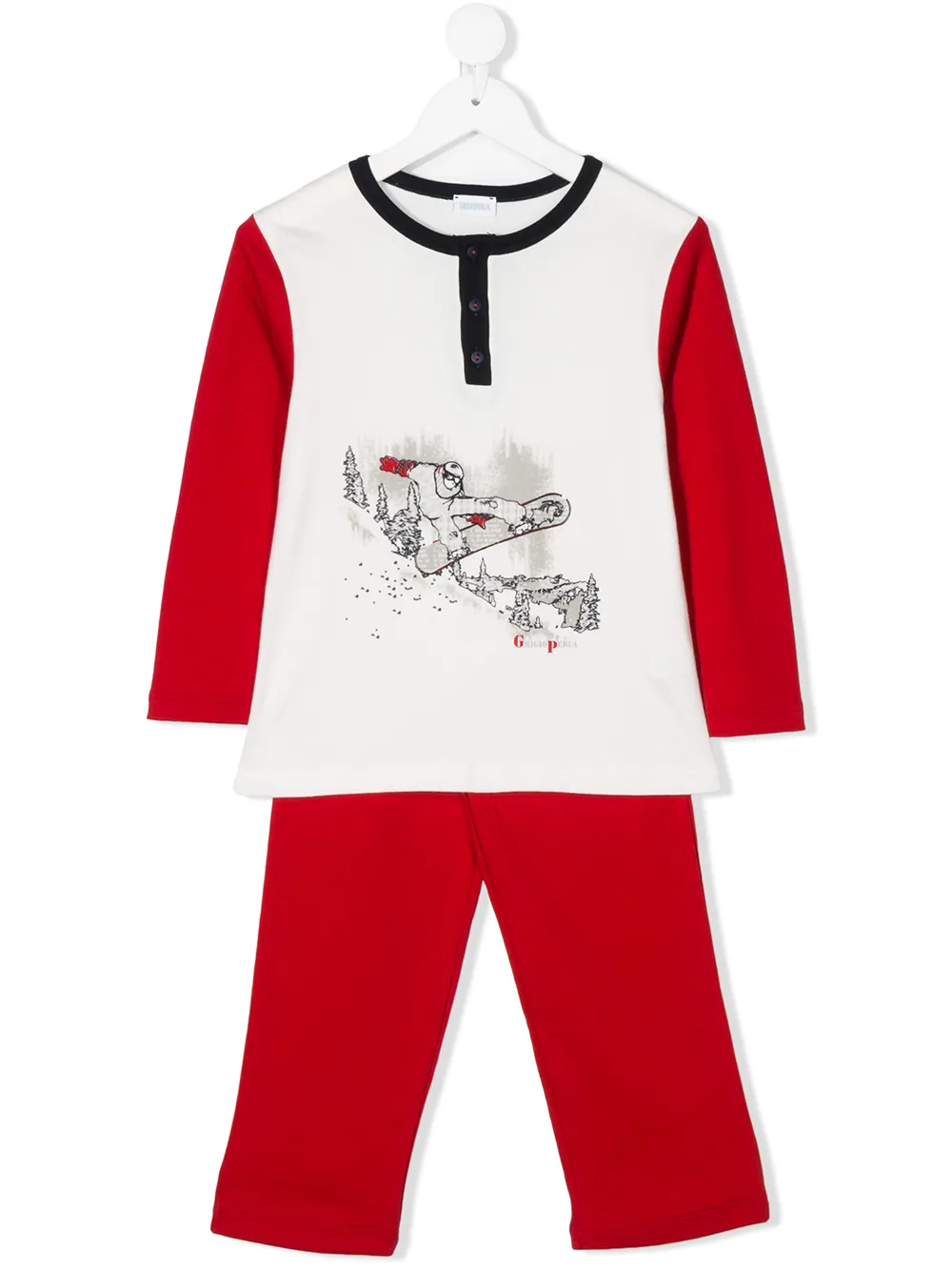 La Perla Kids' Snowboarder-print Pyjama Set In White