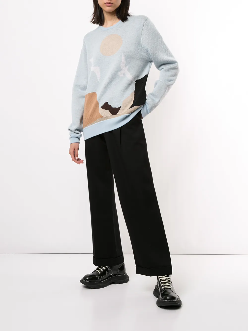  Ports V Pullover Mit Langen ärmeln   Blau 