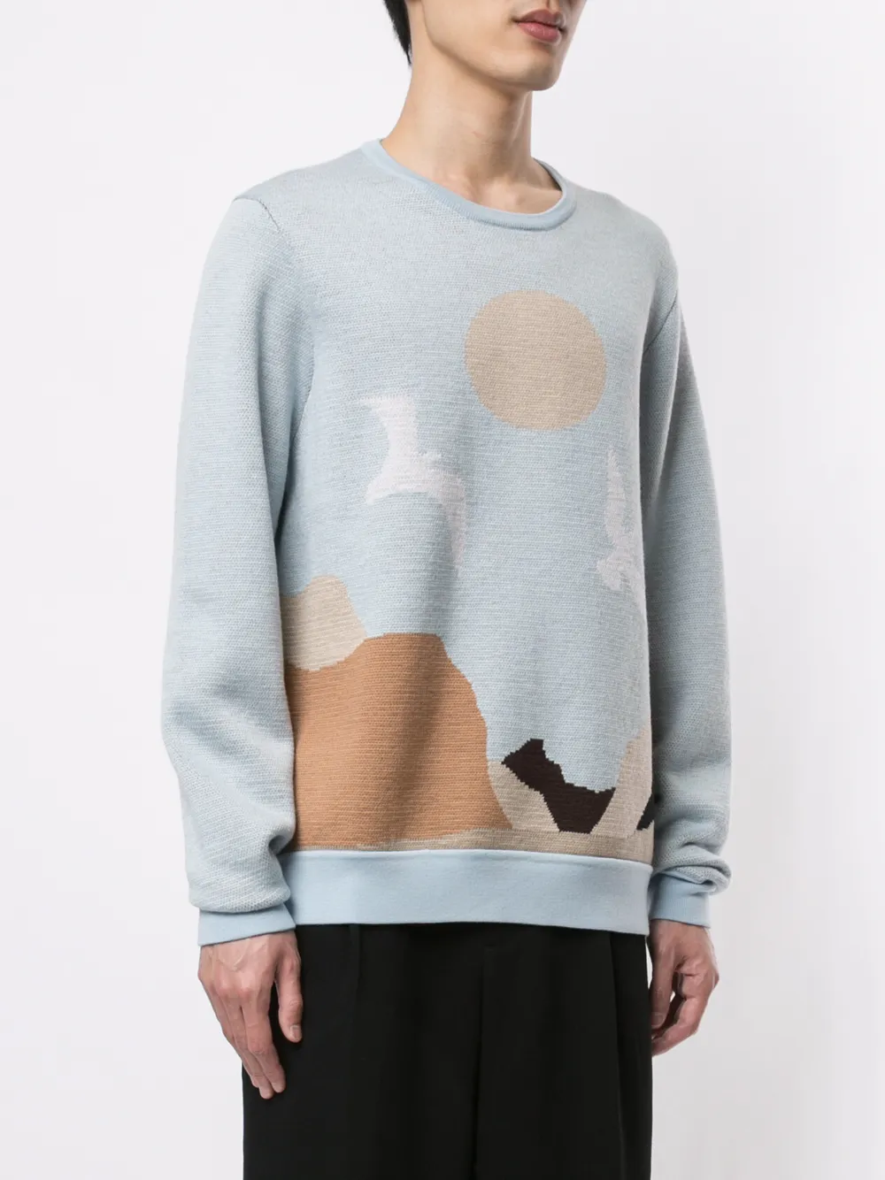 Ports V Trui met print Blauw