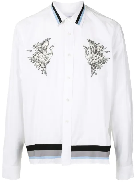 Ports V heron striped-edge shirt