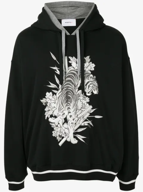 Ports V embroidered tiger hoodie