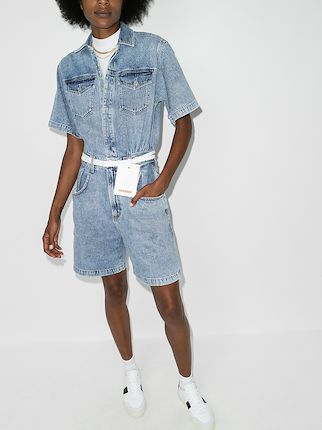 Button-up denim playsuit展示图