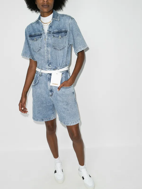 denim playsuit with belt