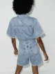 AGOLDE button-up denim playsuit
