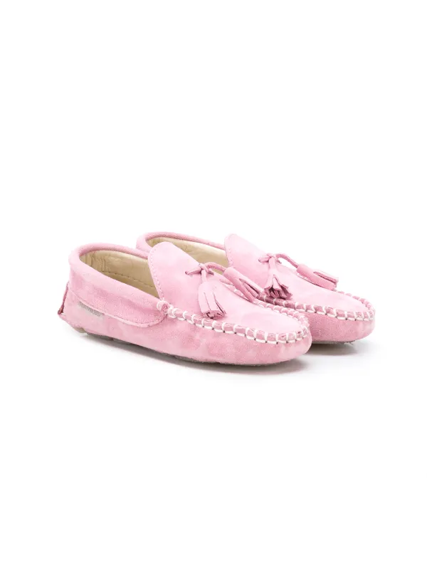 pink suede moccasins