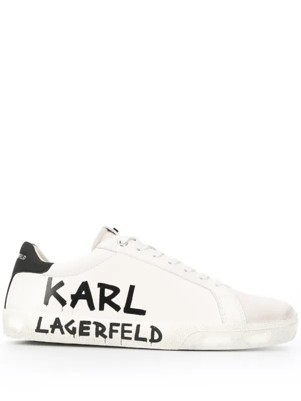 Shop White Karl Lagerfeld Logo Low Top Sneakers With Express Delivery Farfetch