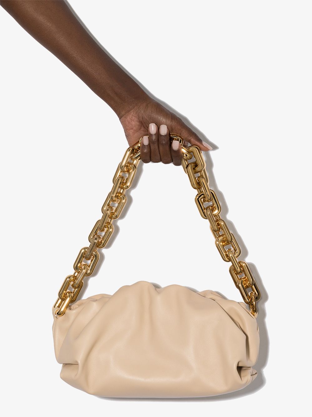 фото Bottega veneta neutral chain strap leather pouch bag