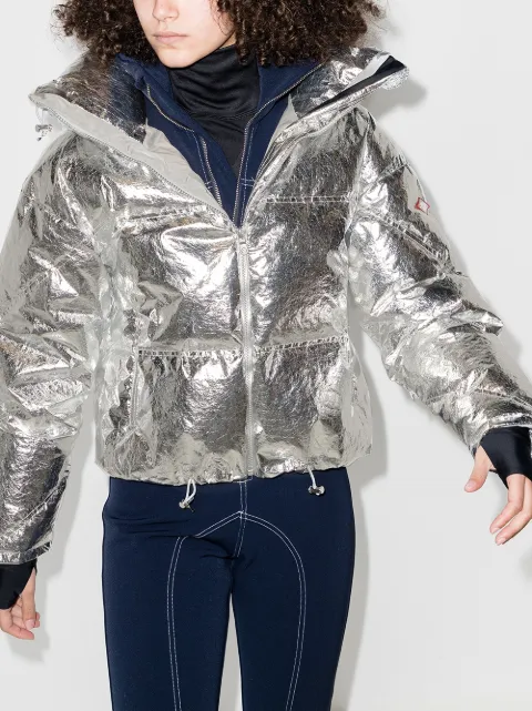 metallic silver ski jacket